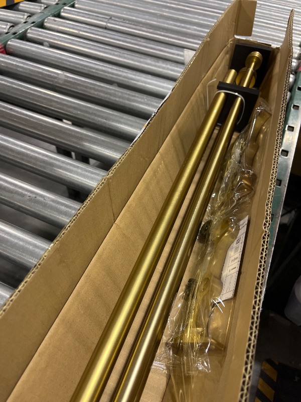 Photo 1 of Double Curtain Rods with Aluminum End Cap and Full Enclosure Brackets, 1- Inch Front and 5/8 Inch Back Window Rod, Dual Drapery Rods Adjustable from 72 to 144 Inches (6-12 Feet), Brushed Gold