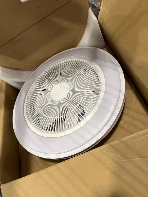 Photo 1 of Lincrealy RGB Ceiling Fan with Light, 18.9" Low Profile Ceiling Fan with Light, 6 Wind Speeds and Smart 3 Light Color Flush Mount Fan for Bedroom, Kids Room and Living Room