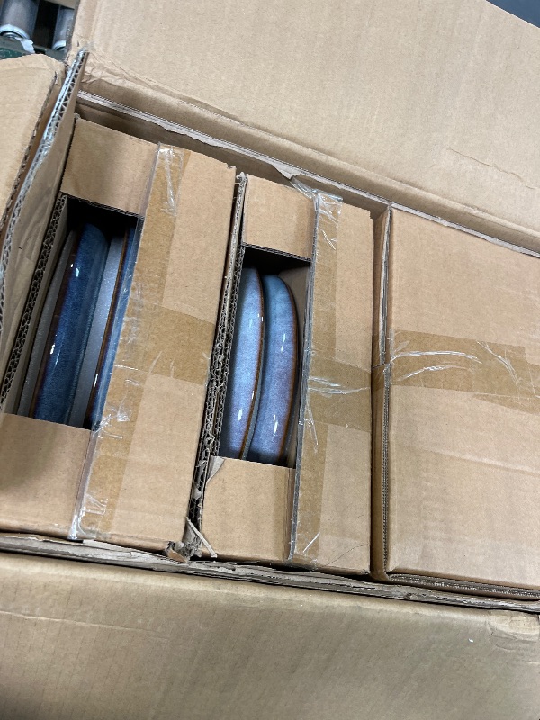 View 2 of vancasso PLAYA Plates and Bowls Sets, 18 Pieces Grey-Blue Dinnerware Sets for Kitchen, Reactive Glaze Dishes Set for 6, Dishwasher and Microwave Safe