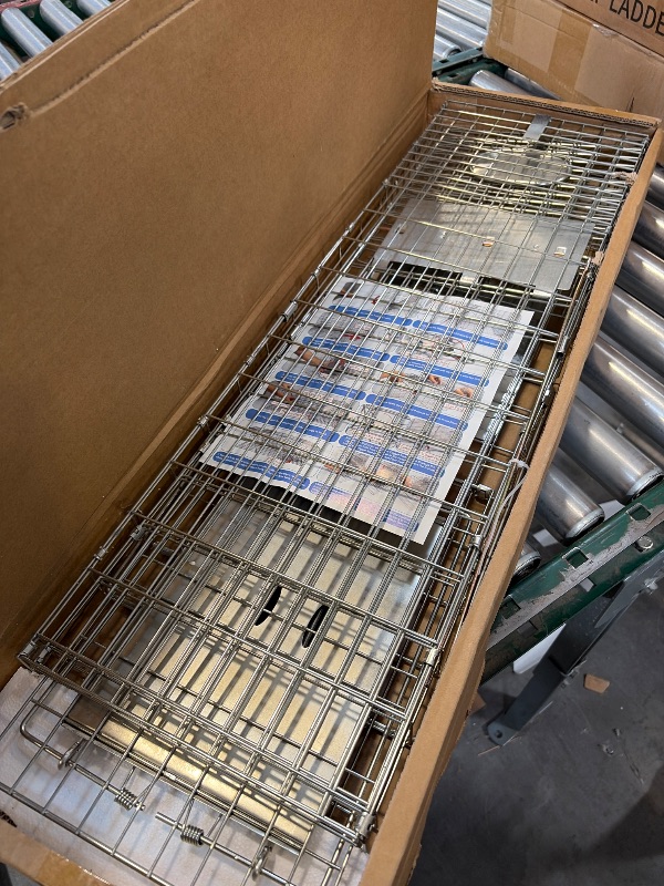 View 2 of SZHLUX 32" Live Animal Cage Trap, Heavy Duty Folding Raccoon Traps, Humane Cat Trap for Stray Cats, Raccoons, Squirrel, Skunk, Mole, Groundhog, Armadillo, Rabbit, Catch and Release
