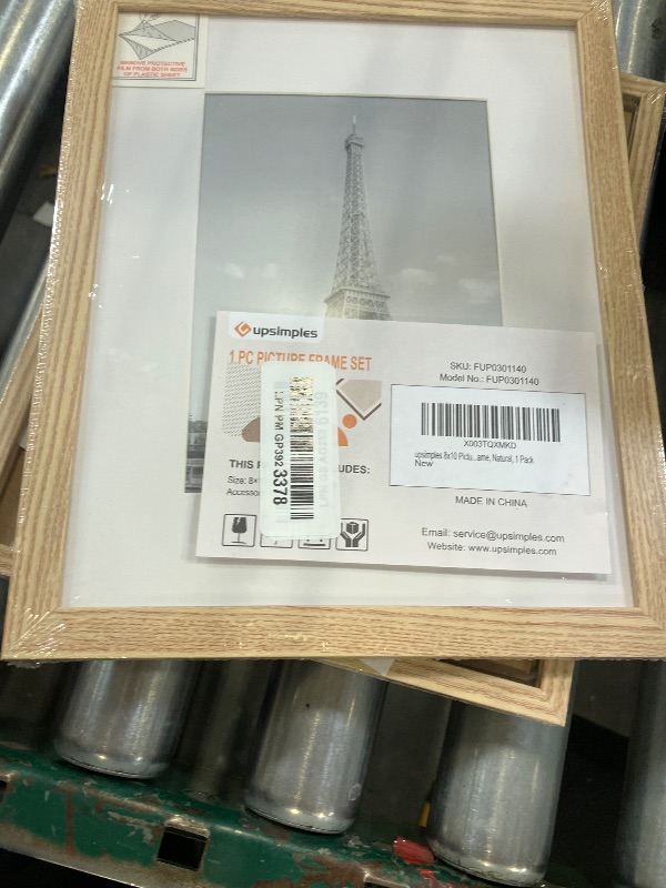 Photo 1 of upsimples 8x10 Picture Frame, Display Pictures 5x7 with Mat or 8x10 Without Mat, Wall Hanging Photo Frame, Natural Style, 1 Pack