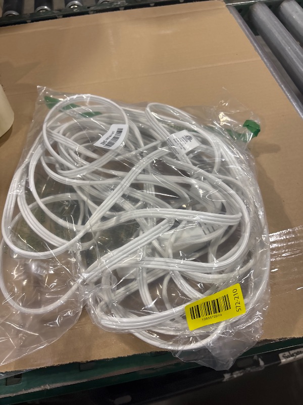 View 2 of 3-Outlet Flat Extension Cord 40 FT, 16 Gauge Extension Cord, Flat Plug, Multi Outlet, 3 Prong Angled Plug, SPT-3 Power Strip Indoor Extension Cable, ETL Listed, White