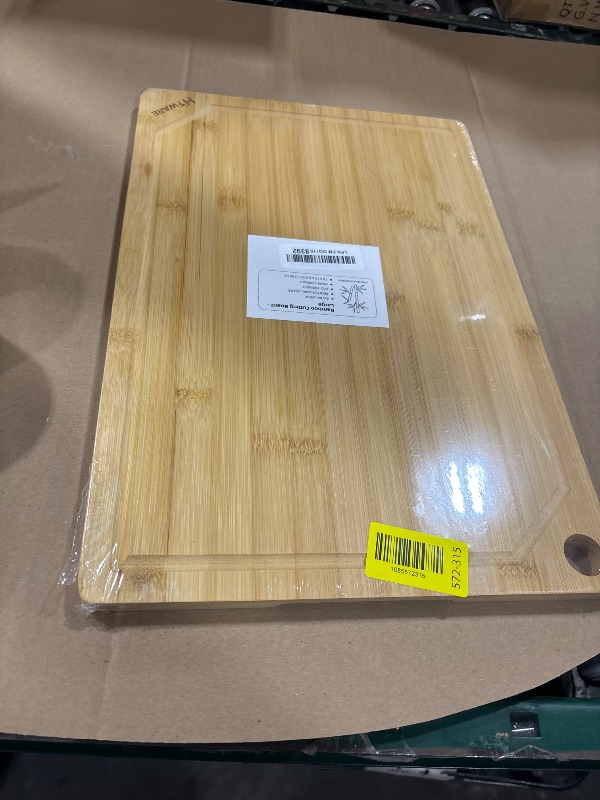 Photo 1 of Hiware Extra Large 18" x 12" Bamboo Cutting Board for Kitchen, Heavy Duty Wood Cutting Board with Juice Groove, 100% Organic Bamboo, Pre Oiled