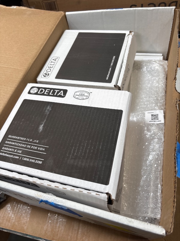 Photo 1 of Delta Modern 14 Series Square Rain Shower System Faucet Set, Rainfall Brushed Nickel Shower Head and Handle Set, Valve Trim Kit, 10 Inch, Spotshield Stainless 342701-SP