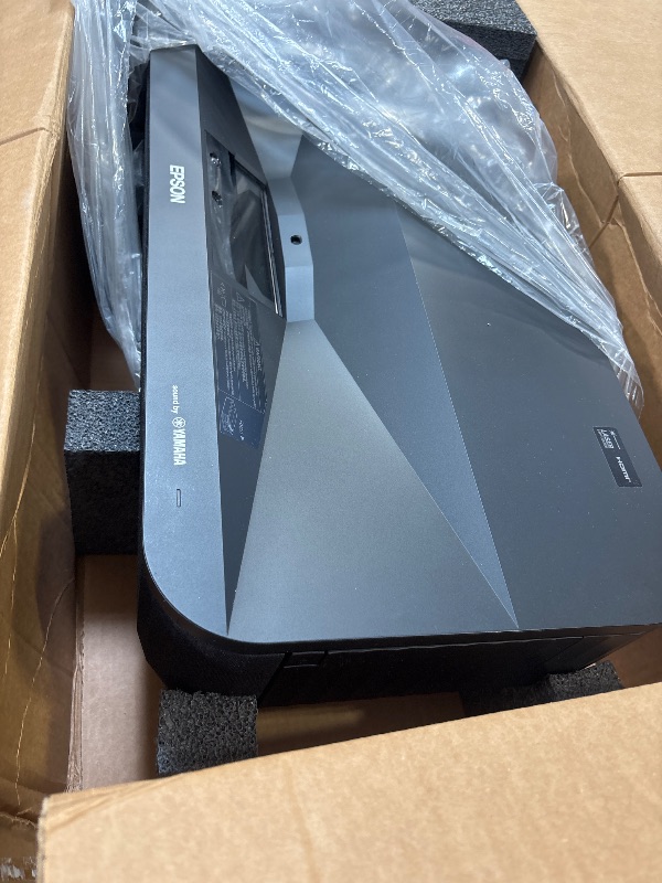 Photo 1 of Epson EpiqVision Ultra LS800 Ultra Short Throw 3-Chip 3LCD Smart Streaming Laser Projector, 4,000 Lumens, 4K PRO-UHD, HDR, 150" Class, Android TV, 2.1ch Yamaha Built-in Speakers - Black (Renewed)