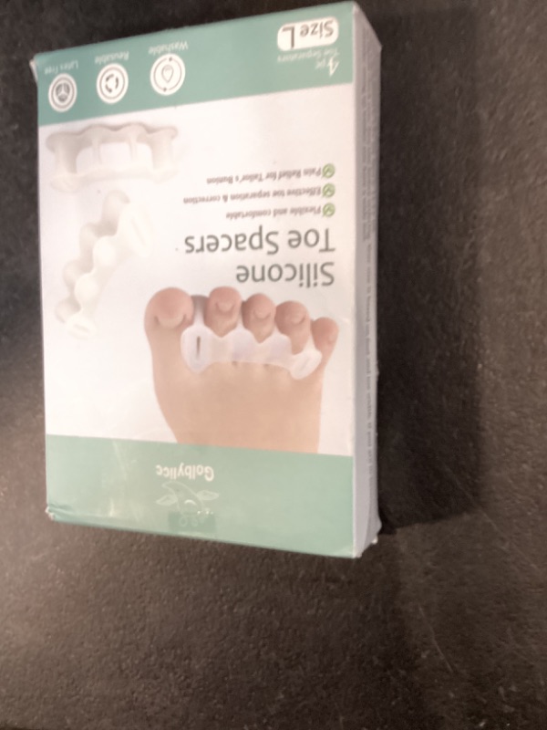 Photo 1 of 2Pairs Toe Separators Toe Spacers for Women Men to Correct Bunion, Relieve Feet Pain, Foot Alignment, Toe Straighteners for Hammertoes, Plantar Fasciitis (L, Women Shoe Size 13+, Men:11.5+)