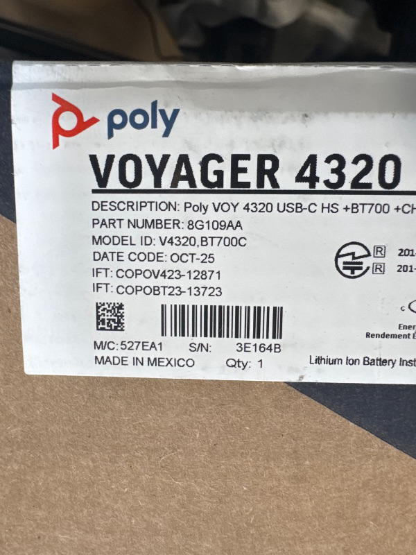 Photo 1 of Poly Voyager 4320 UC Wireless Headset & Charge Stand (Plantronics) - Stereo Headphones w/Noise-Canceling Boom Mic - Connect PC/Mac/Mobile via Bluetooth - Works w/Teams, Zoom, & More - Amazon Exclusive