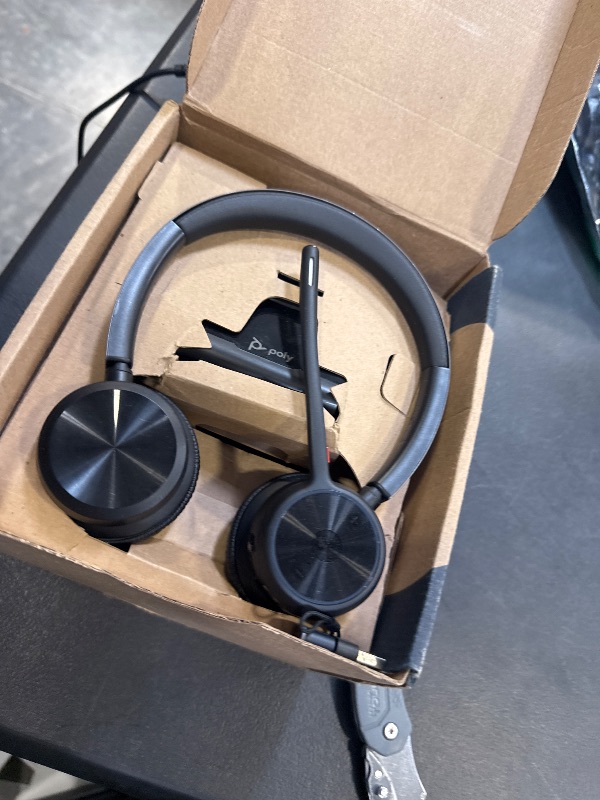 Photo 1 of Poly Voyager 4320 UC Wireless Headset & Charge Stand (Plantronics) - Stereo Headphones w/Noise-Canceling Boom Mic - Connect PC/Mac/Mobile via Bluetooth - Works w/Teams, Zoom, & More - Amazon Exclusive