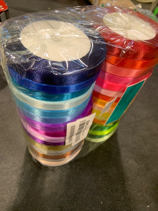 Photo 1 of 36 Colors 900 Yards Satin Metallic Glitter Ribbons Rolls for Craft, Embellish Decorative Ribbons 2/5" Wide for Floral Bouquet Gift Wrapping Bows Wedding Shower Decoration
