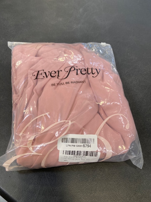 Photo 1 of Ever-Pretty Plus Summer Short Sleeves V-Neck Formal Wedding Guest Dresses for Curvy Women Chiffon Midi Cocktail Party Dress Dusty Rose US22