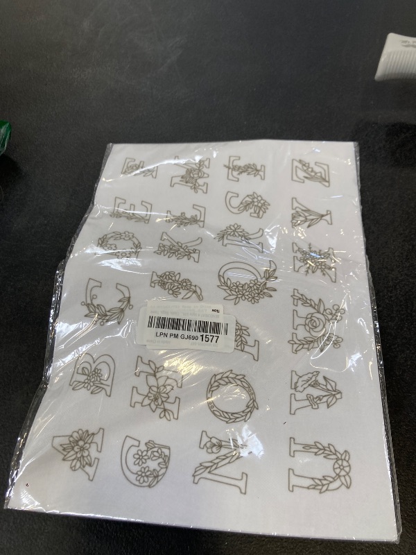 Photo 1 of BENECREAT 4 Style 104PCS A-Z Flower Alphabet Water Soluble Hand Sewing Stabilizers, Boho Pattern Tear Away Embroidery Stabilizers for Carves, Shirts, Coats, Bags, Towels