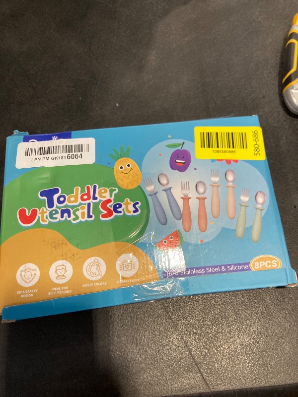 Photo 1 of DRKIO 8 Pieces Toddler Utensils Set - Kids Silverware Set with Silicone Handle Children Safe 18/8 Stainless Steel Forks and Spoons Anti-Choke Design Food Grade Dishwasher Safe