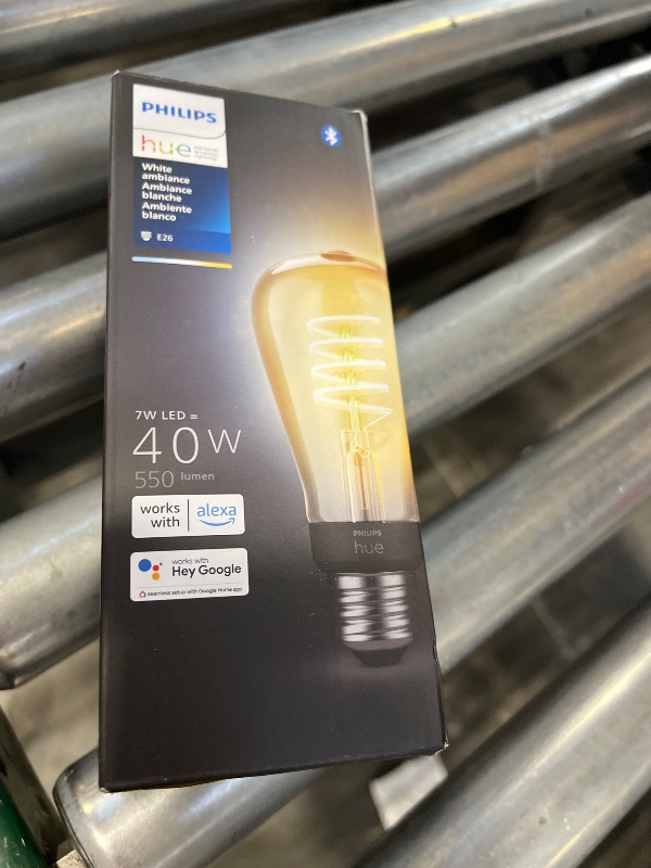 Photo 1 of Philips Hue 7W ST19 White Ambiance LED Smart Vintage Edison Filament Bulb, Warm - Pack of 1 - E26 - Control with App - Compatible with Alexa, Google Assistant and Apple HomeKit