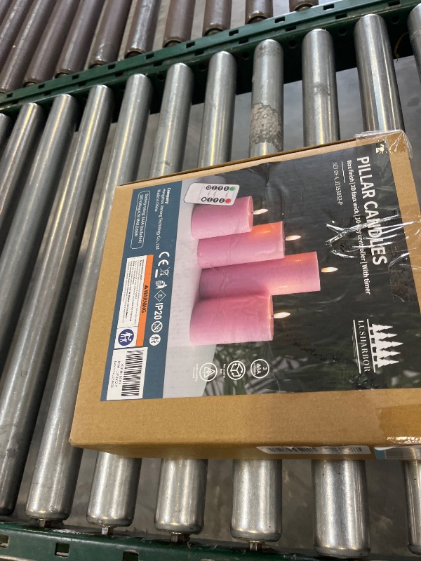 Photo 1 of LUSHARBOR Flameless Candles, 4 Pack Battery Operated Candles with Remote, Real Wax LED Fake Candles with Timer Flickering for Christmas Wedding Home Party D3 H 5" 6" 7" 9" Pink