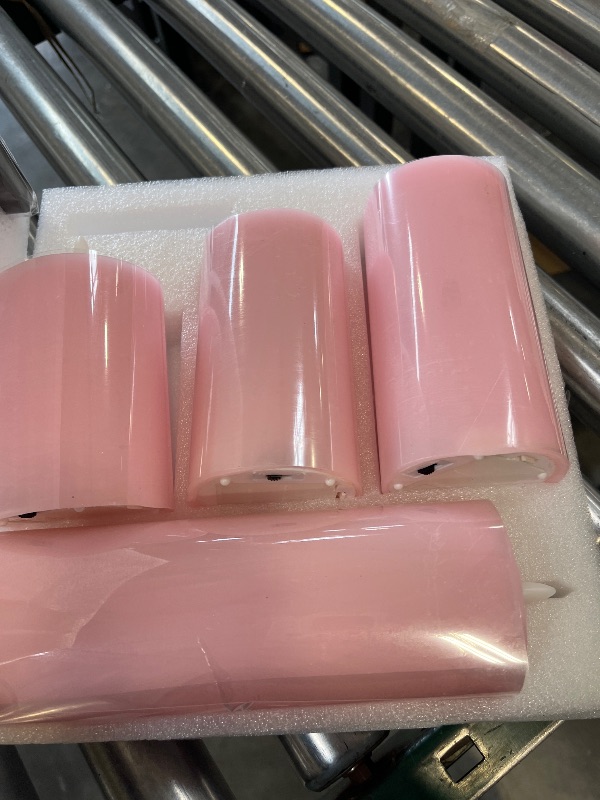 Photo 1 of LUSHARBOR Flameless Candles, 4 Pack Battery Operated Candles with Remote, Real Wax LED Fake Candles with Timer Flickering for Christmas Wedding Home Party D3 H 5" 6" 7" 9" Pink