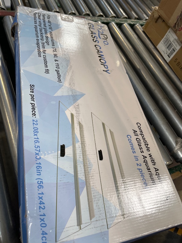 Photo 1 of H2Pro 48x18 Glass Canopy 2 Piece Set for 75/90/110 Gallon Aquarium Fish Tank (22.08 x 16.57 x 0.16in)