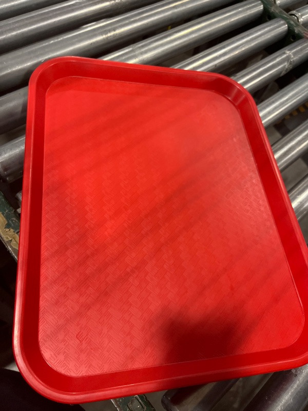Photo 1 of Carlisle FoodService Products Cafe Fast Food Cafeteria Tray with Patterned Surface for Cafeterias, Fast Food, And Dining Room, Plastic, 17.87 X 14 X 0.98 Inches, Red