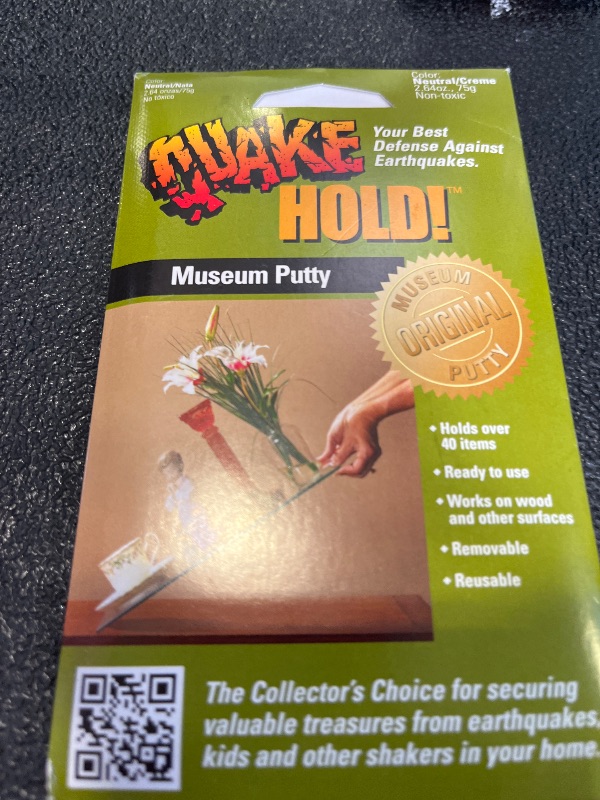 Photo 1 of QuakeHOLD! 88113 Museum Putty 2-Pack, Reusable Earthquake Putty for Securing Collectibles, Figurines, Vases, Antiques, Decor & Small Electronics on Smooth Surfaces, Removable Mounting Adhesive