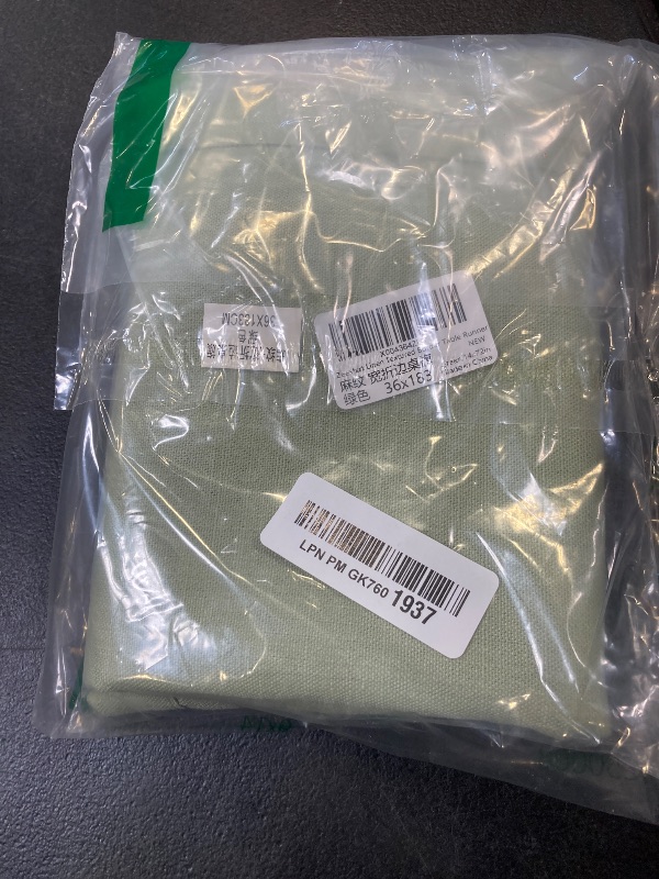 Photo 1 of ZeeMart Linen Textured Border Table Runner, 14 x 72 Inch Green