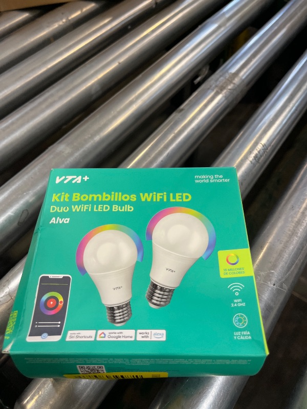 Photo 1 of VTA+ Smart Light LED Bulb Kit x2 E27 RGB - WiFi 2.4Ghz only, Alexa and Google Home Compatible, Adjustable Colors & Temperature, Easy Installation and Setup, 9W, 800 Lumens