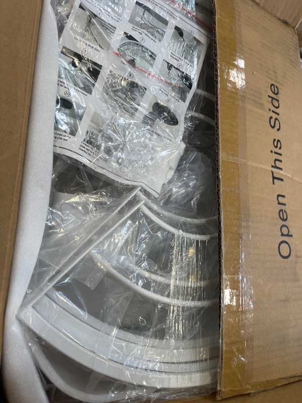 Photo 1 of White Caged Ceiling Fan with Light and Remote, Flower Crystal Accents