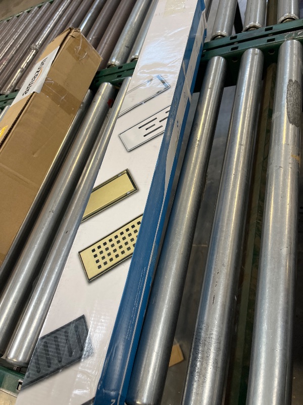 Photo 1 of SaniteModar Linear Shower Drain, Shower Drain 36 inch High Flow Rate Removable Grate, Brushed 304 Stainless Steel Linear Drain with Hair Strainer & Adjustable Leveling Feet