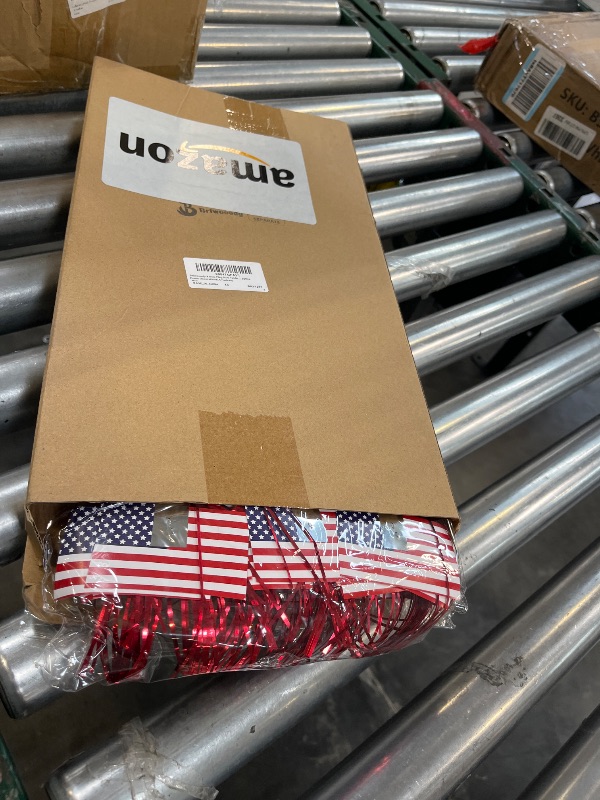 Photo 1 of Briwooody 4 Sets American Flag Mini Table Centerpiece 4th of July Patriotic 250th Anniversary Table Decorations Metallic Foil Spray Centerpieces for Home Decor Party Supplies