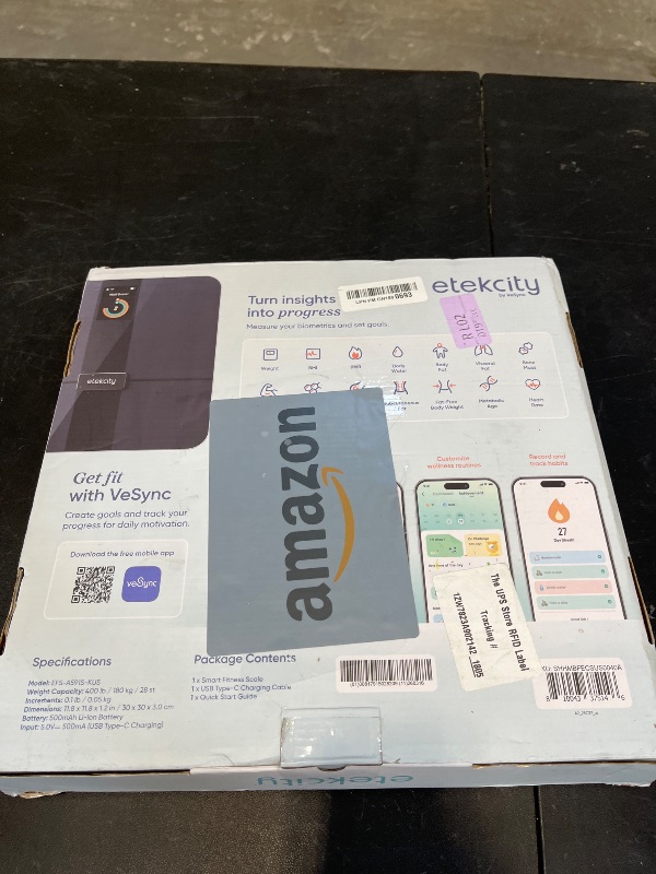 Photo 1 of Etekcity FSA&HSA Eligible Smart Scale for Body Weight Fat, Digital Weighing Machine for Accurate BMI Muscle Mass Composition, Apple Health Compatible Fitness Equipment,TFT,?Tempered Glass,Black