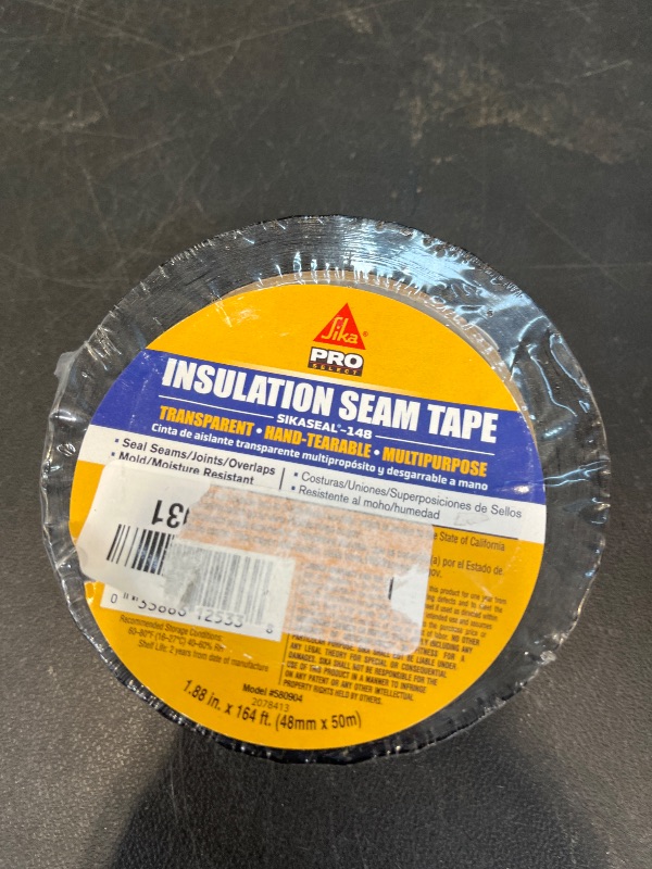 Photo 1 of SIKA SikaSeal-148 Insulation Seam Tape - Clear, Multipurpose, Hand-Tearable Acrylic Adhesive - Indoor/Outdoor Use, UV Resistant, Moisture & Mold Resistant, 2-in x 164 ft