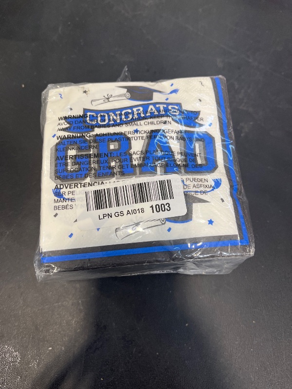 Photo 1 of Graduation Party Supplies Disposable Paper Cocktail Napkins for Graduation Decorations, 80 Pack?blue and black?