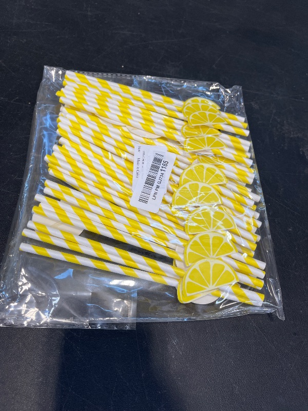Photo 1 of Naturahand Lemon Paper Straws, 60 Count