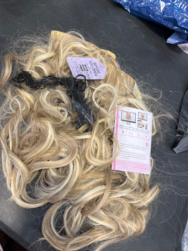 Photo 1 of BARSDAR Light Ash Blonde Mix Clip in Hair Extensions - 6PCs Beach Wavy Blonde Highlight Clip in Hair Extensions for Women - 20 Inch Thick Soft Synthetic Clips on Hairpieces Daily Party Halloween