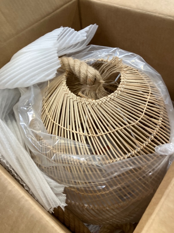 Photo 1 of Arturesthome Natural Rattan Pendant Light for Kitchen Island, Woven Lamp Shade Chandelier, Hanging Ceiling Light, Handmade Lampshade Rope Lamp D15.7in*13.7in