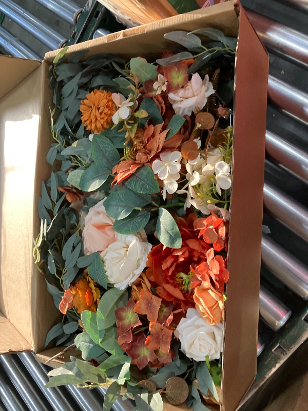 Photo 1 of TINGE TIME Artificial Sweetheart Flower Swag with Tablecloth and Table Runner, Pack of 3 Floral Arrangement for Autumn Wedding Sweetheart Table Centerpiece Fall Decoration (Terracotta)