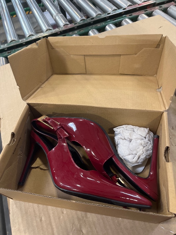 View 2 of Coutgo Women's Burgundy Slingback High Heels, Size 10