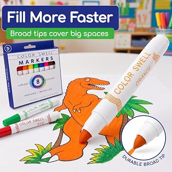 Photo 1 of Color Swell Broad Line Markers - Washable, Non-Toxic, Ideal for Kids (only 1 pack)
Visit the Color Swell Store