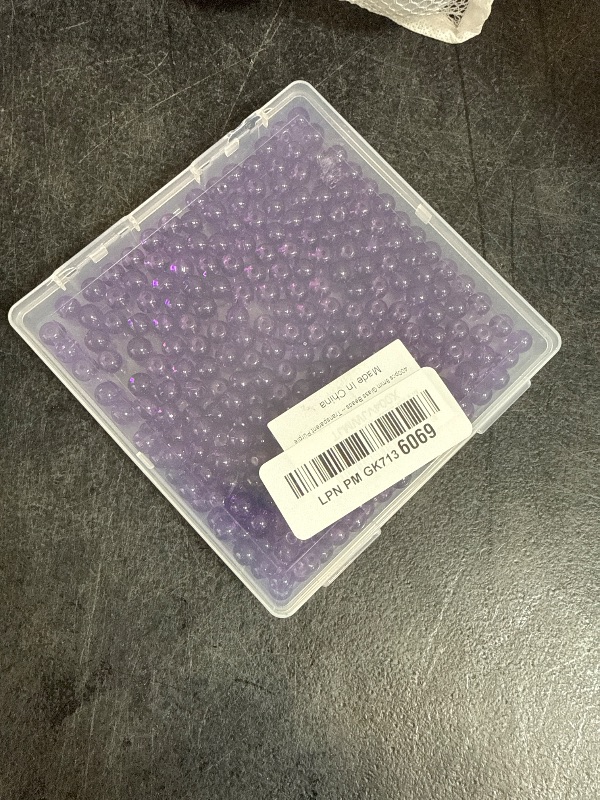 Photo 1 of PAMIR TONG 400pcs 8mm Transparent Purple Round Glass Beads for Bracelet Pretty Smooth Loose Beads for Necklace-Earring-Jewelry Making-Home Decor and DIY Crafts & Projects