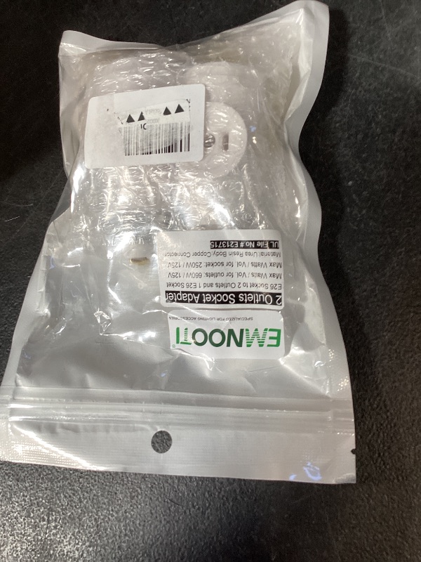 Photo 1 of 2-Pack E26 Light Socket Adapter - Converts Medium Screw Socket to Two Outlets With Pull Chain Switch - UL Listed, White