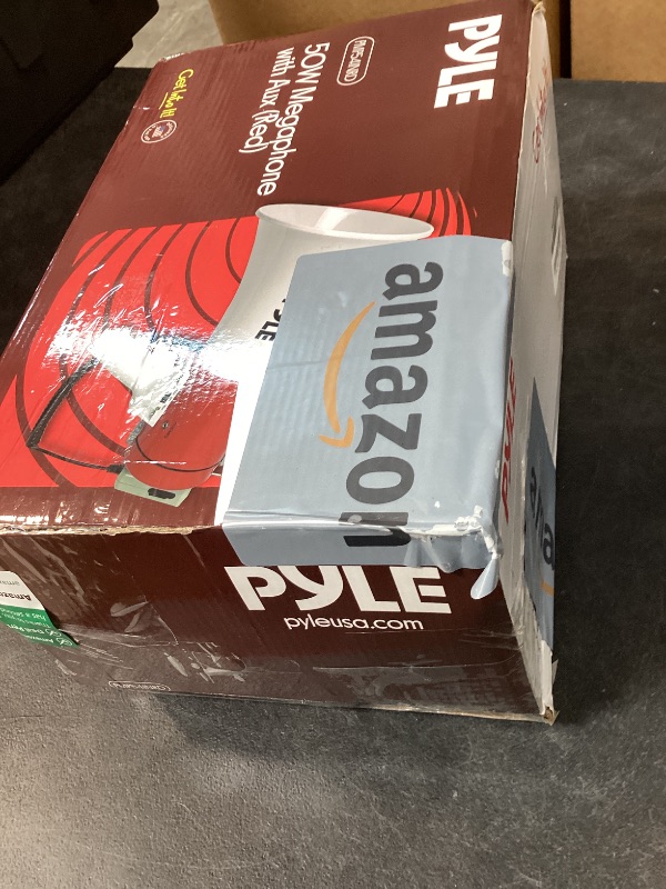 Photo 1 of Pyle 50W Portable Megaphone Bullhorn Speaker – Alarm Siren, Adjustable Volume up to 1700 Yards, Aux Input, USB/TF Playback, Lightweight, for Indoor & Outdoor Activities, Sports & Emergency Drills– Red