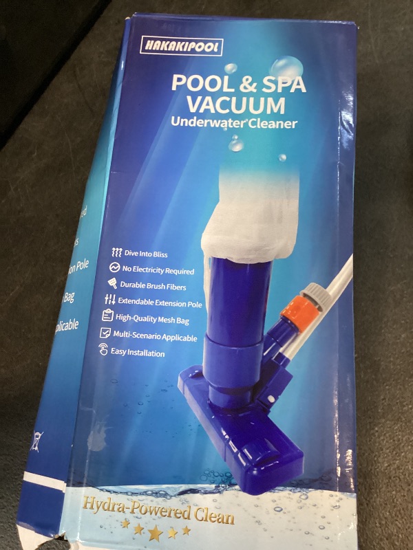 Photo 1 of 2026 Upgraded Pool Vacuum Cleaner for Above Ground Pool, 52" Telescopic Pole Jet Underwater Cleaner with 3 Scrub Brushes and 2 Mesh Net, Portable for Spa Fountain Pond, Attaches to Garden Hose (Blue)