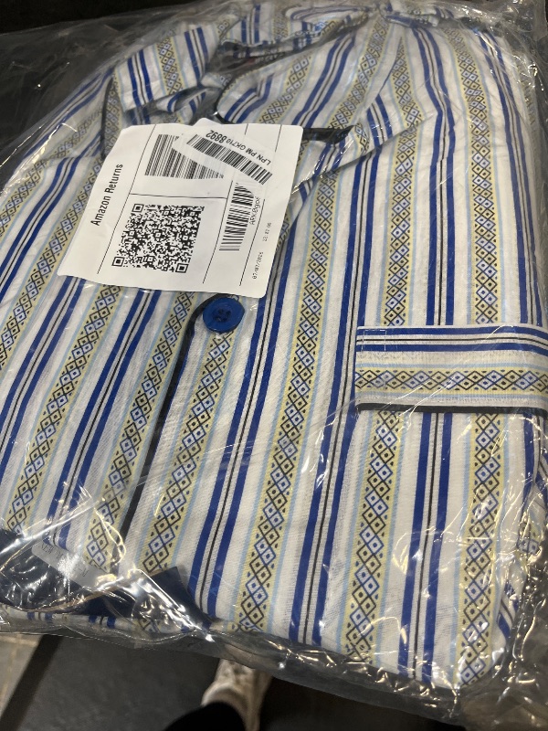 Photo 1 of amaxer Mens 100% Cotton Pajamas Set Long Sleeve Pjs Button Fly Pijama Pants Soft Elastic Drawstring Waistband Bottoms M
