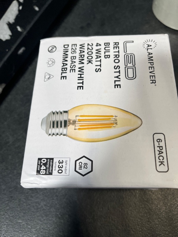 Photo 1 of ALAMPEVER 6 Pack Chandelier Light Bulbs 40W Equivalent, 330LM E26 Edison Bulb, Dimmable LED Light Bulb, 2200K Warm White, B11 Type, 4W, Ideal for Living Room, Bedroom, Dining Room