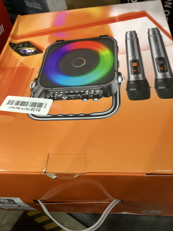 Photo 1 of Karaoke Machine, Portable Bluetooth Speaker with 2 Wireless Microphones for Adults & Kids with Lights, Karaoke Microphone with PA System Supports USB/TF/REC/FM/AUX for Home Party Home System Packages