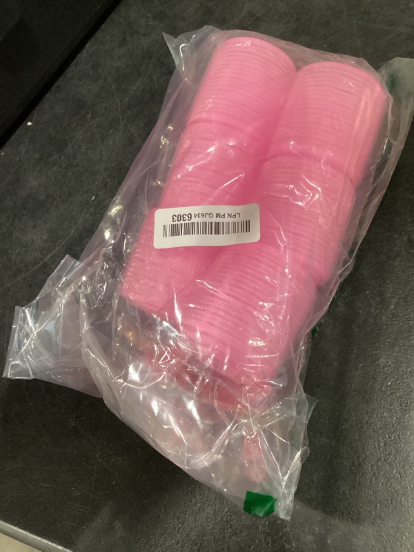 Photo 1 of 4 Sizes Self-Grip Hair Rollers Set for Long, Short Hair and Bangs - 50 Pcs with Clips (25mm, 36mm, 48mm, 60mm), Pink