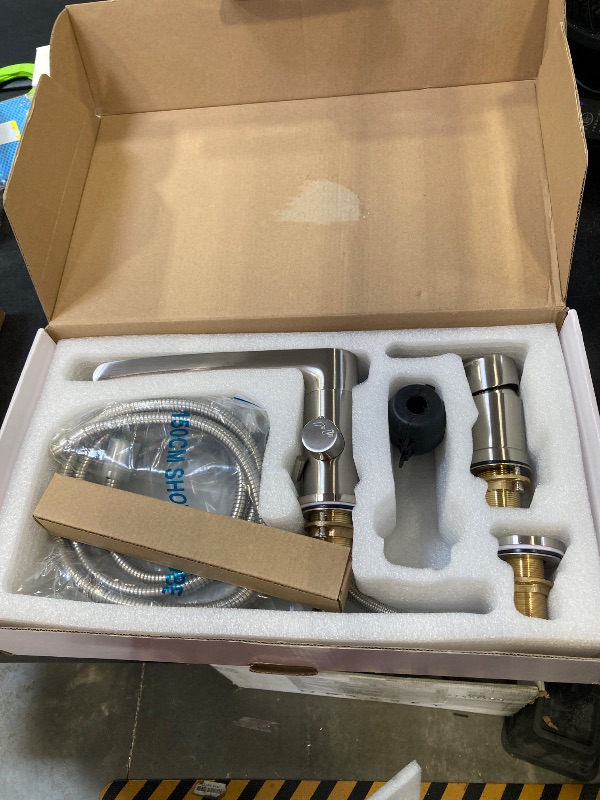 Photo 1 of TapLong Waterfall Roman Tub Faucet with Hand Shower, Brushed Nickel Deck Mount Tub Faucets 3 Hole Bathtub Shower Faucet Set, 03119BN