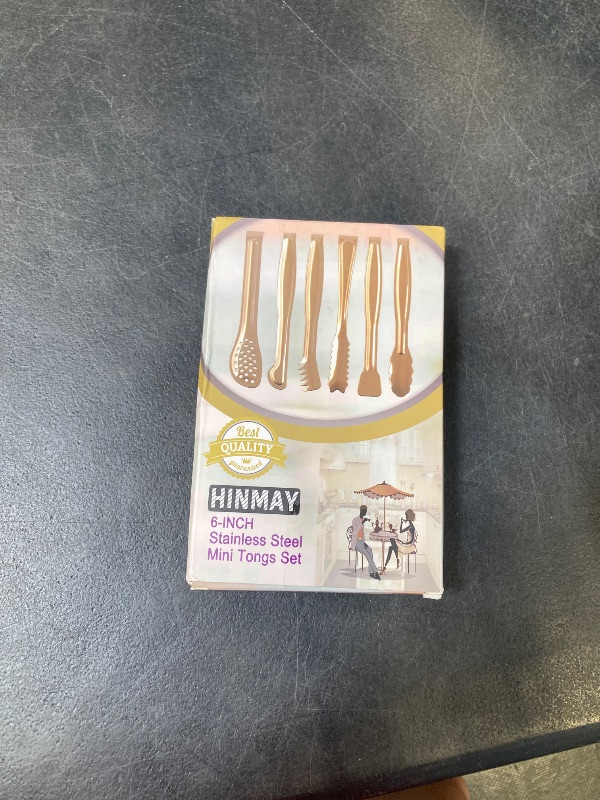 Photo 1 of HINMAY Gold Plated Mini Serving Tongs Set 6-Inch Appetizers Tongs, Set of 6