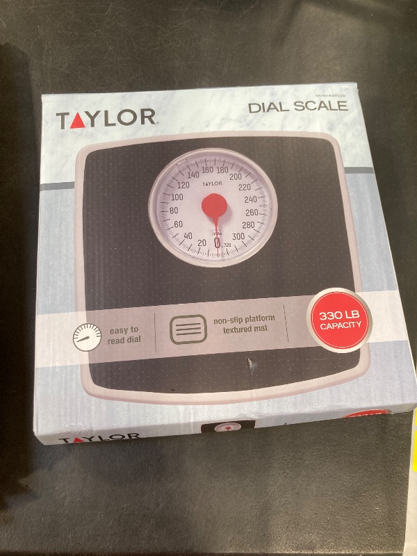 Photo 1 of Taylor Battery Free Analog Scales for Body Weight, 330LB Capacity, Easy to Read Large 4.25-inch Dial, 10.3 x 10.6-inch Vinyl Mat Platform, Black