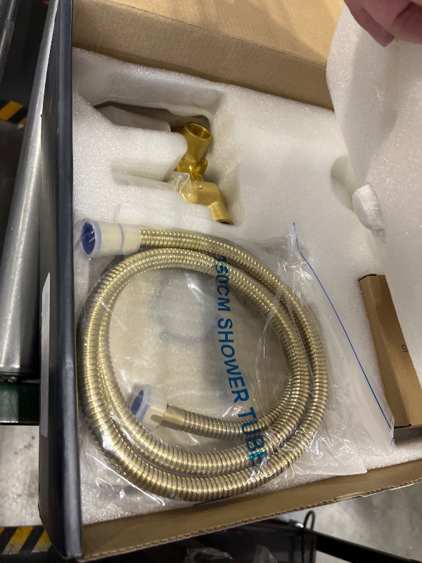 Photo 1 of RF SUNUAN Shower System with Tub Spout, Gold Bathtub Shower Faucet Set, 8" Rain Shower Head and Handheld Spray Combo, Round Shower Head and Handle Set with Tub Spout (Valve Included), Brushed Gold