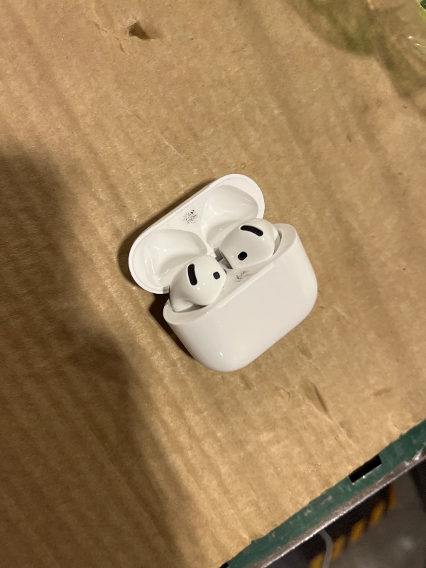 Photo 1 of Apple AirPods 4 Wireless Earbuds, Bluetooth Headphones, Personalized Spatial Audio, Sweat and Water Resistant, USB-C Charging Case, H2 Chip, Up to 30 Hours of Battery Life, Effortless Setup for iPhone