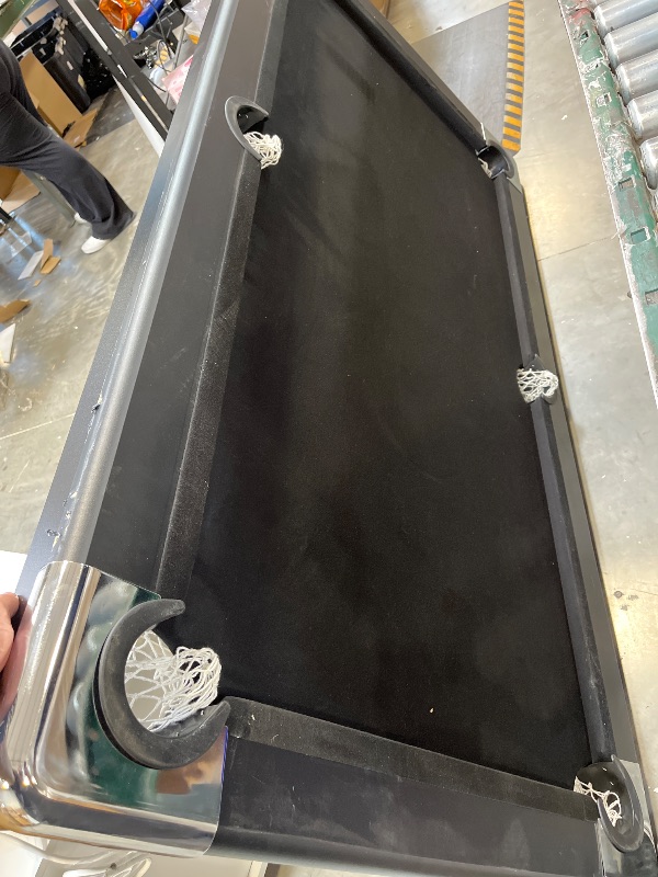 Photo 1 of 6 Foot Pool Table for Family, Foldable No Assembly Pool Table with Balls, Cues, Chalk, Rack & Brush, Portable Billiards Game Table for Apartment, Basement, Office & Game Room-------DAMAGED DIY PROJECT TO FIX ------ THERE IS NO RETURNS ON THIS ITEM PLEASE
